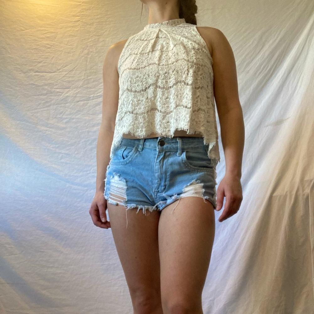 White lace halter top